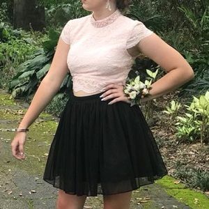 Pink and black homecoming dress